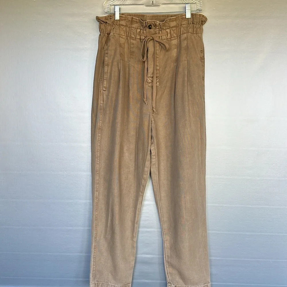 Free People Margate Paper Bag Waist Pants Barrel Leg Elastic Waist Utility Sz S - Picture 5 of 15